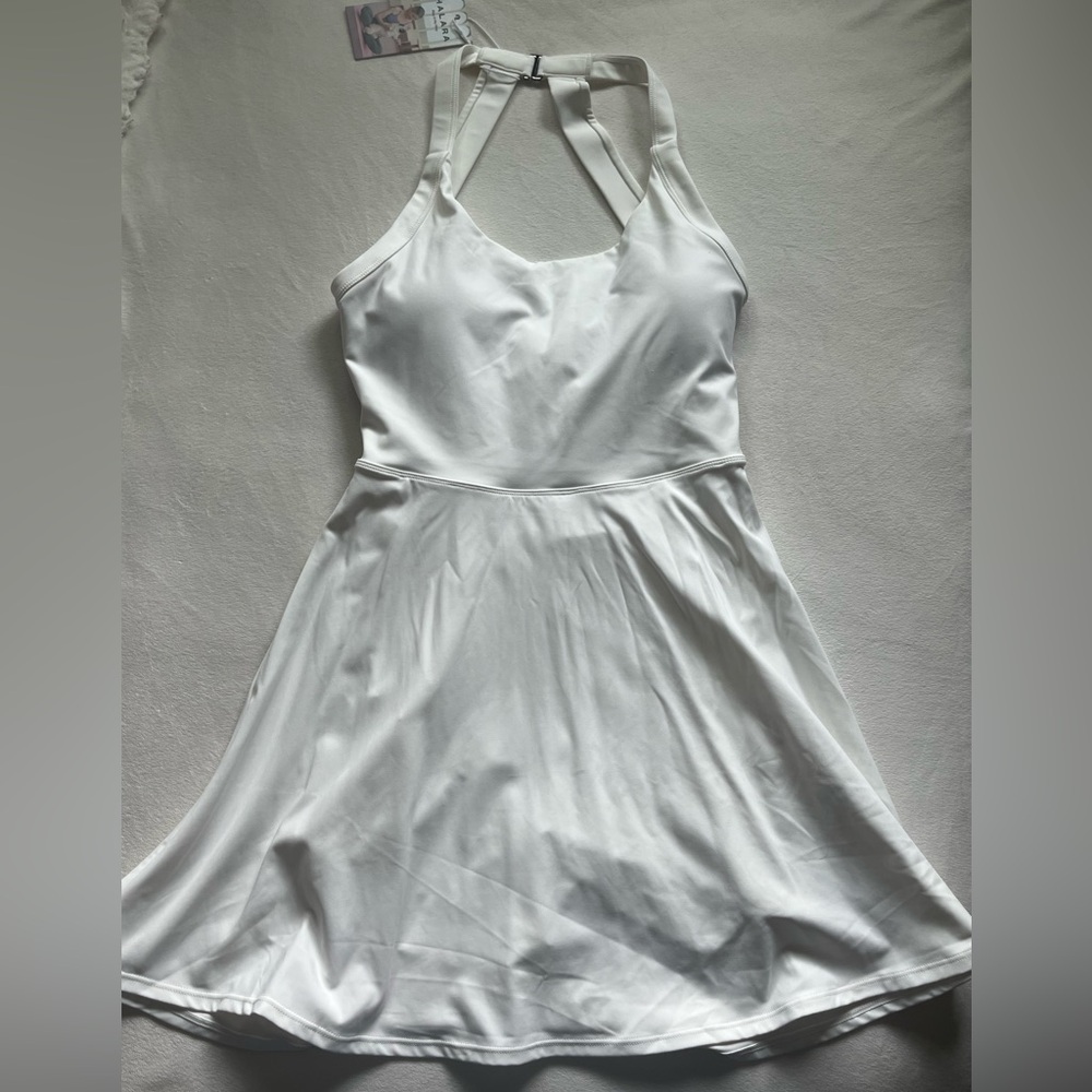 Halara Backless Cut Out Twisted Side Pocket 2-in-1 Mini Barre Ballet Dance Dress - Picture 2 of 5